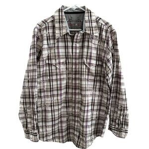 Wrangler‎ Rock 47 Plaid Long Sleeve Pearl Snap Shirt MRC046M Slim Fit Men’s XL